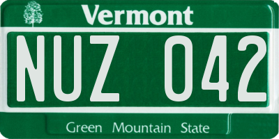 VT license plate NUZ042