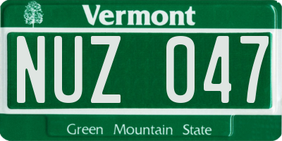 VT license plate NUZ047