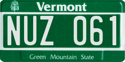 VT license plate NUZ061