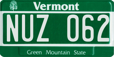 VT license plate NUZ062
