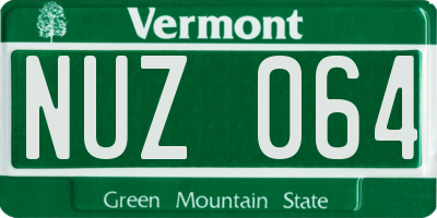 VT license plate NUZ064