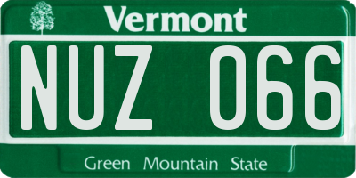 VT license plate NUZ066