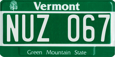 VT license plate NUZ067