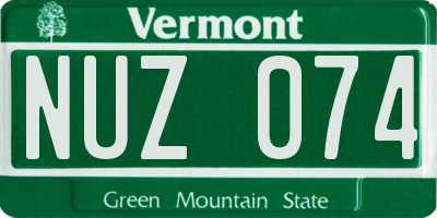 VT license plate NUZ074