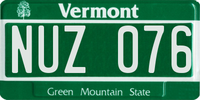 VT license plate NUZ076
