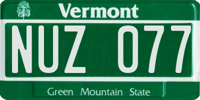VT license plate NUZ077