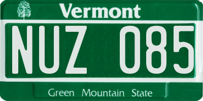 VT license plate NUZ085
