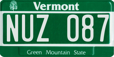 VT license plate NUZ087