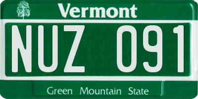 VT license plate NUZ091