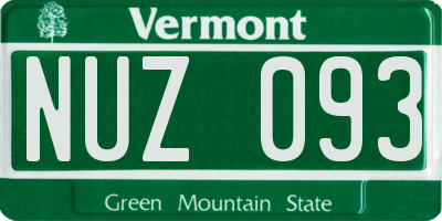 VT license plate NUZ093