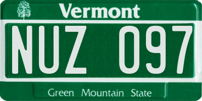 VT license plate NUZ097