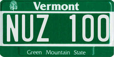 VT license plate NUZ100