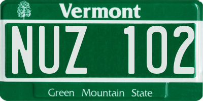VT license plate NUZ102