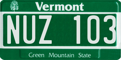 VT license plate NUZ103