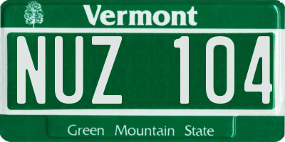 VT license plate NUZ104