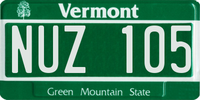 VT license plate NUZ105