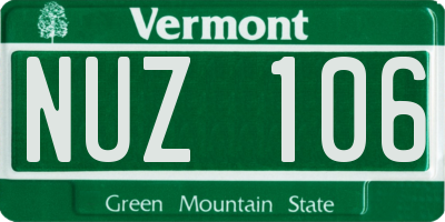 VT license plate NUZ106