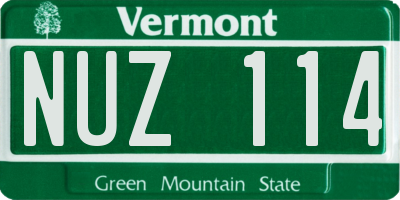 VT license plate NUZ114