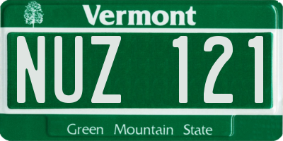 VT license plate NUZ121