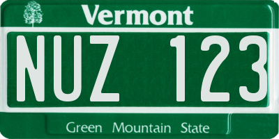 VT license plate NUZ123