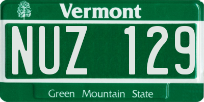 VT license plate NUZ129
