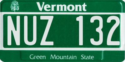 VT license plate NUZ132