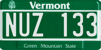 VT license plate NUZ133