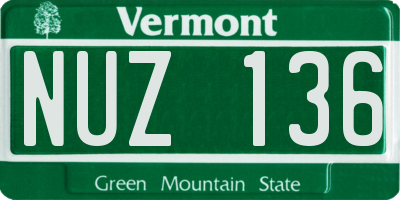 VT license plate NUZ136