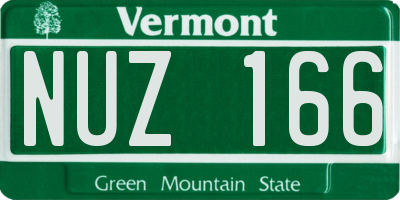 VT license plate NUZ166