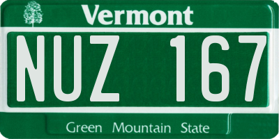 VT license plate NUZ167