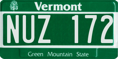 VT license plate NUZ172