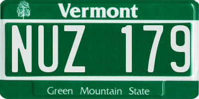 VT license plate NUZ179