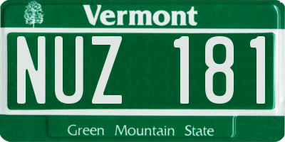VT license plate NUZ181