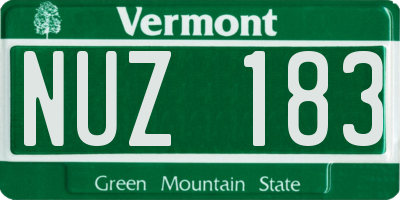 VT license plate NUZ183