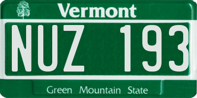 VT license plate NUZ193