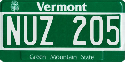 VT license plate NUZ205