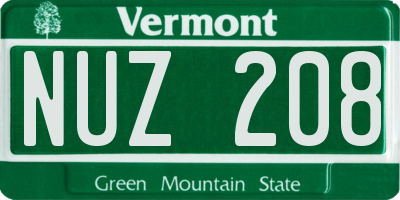 VT license plate NUZ208
