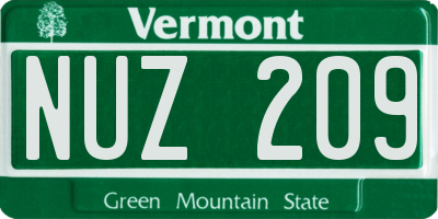 VT license plate NUZ209