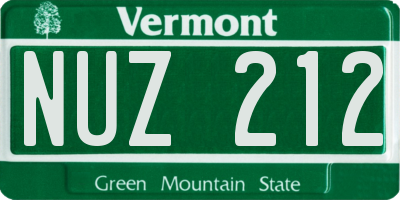 VT license plate NUZ212