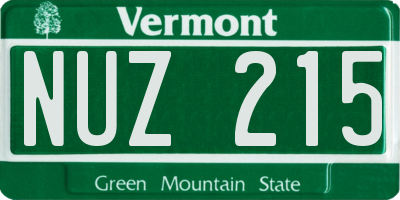 VT license plate NUZ215