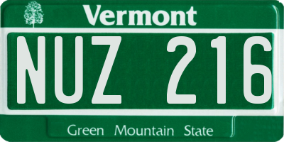VT license plate NUZ216