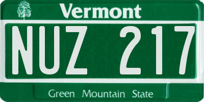 VT license plate NUZ217