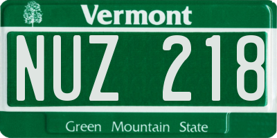 VT license plate NUZ218