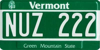 VT license plate NUZ222