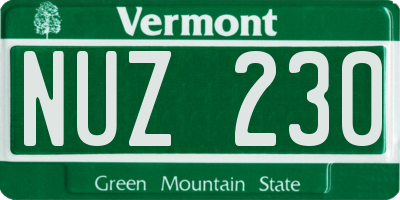 VT license plate NUZ230