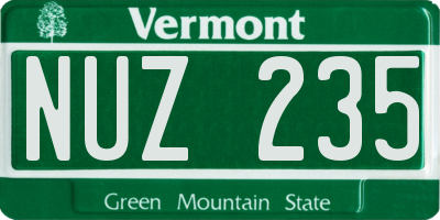 VT license plate NUZ235