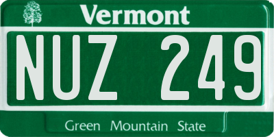 VT license plate NUZ249