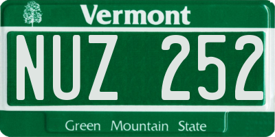 VT license plate NUZ252