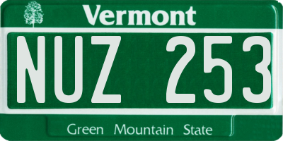 VT license plate NUZ253