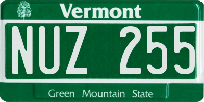 VT license plate NUZ255